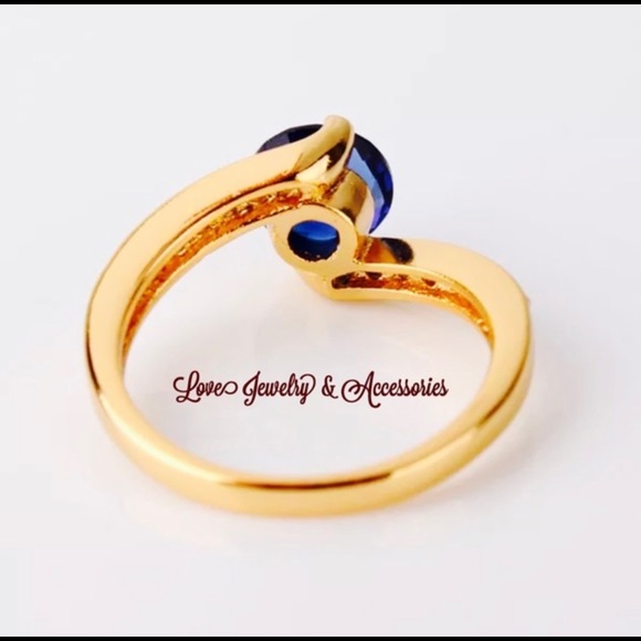 Sale✂️❗️24k gold plated blue sapphire party ring - Picture 3 of 4